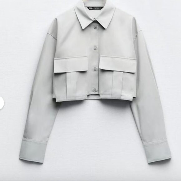 Zara Gray Button Down Shirt - Picture 2 of 7